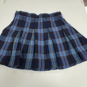 Lands' End Blue Plaid Skirt size 7 in girls